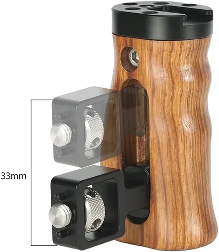 Vista 4 de NICEYRIG Wooden Side Handle for ARRI Locating Pin Adjustable Universal Left & Right Grip for DSLR Camera Cage Rig - 462