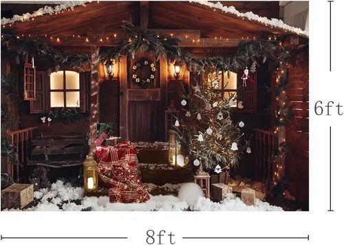 Vista 3 de MEHOFOND Telón de fondo de Navidad para fotografía, retrato familiar de invierno, árbol de Navidad, fondo de nieve bokeh, pancarta de fotos vintage