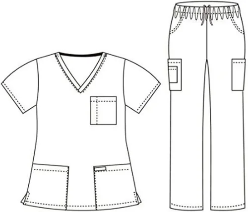 Vista 2 de DSF Medical Uniform Scrub Set Top y Cargo Pants 1836 Unisex Estilo Clásico