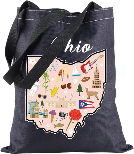 Vista 8 de BLUPARK Ohio State Map Tote Bag Ohio Souvenir Gift Ohio Travel Shopping Bag Ohio Lovers Gift