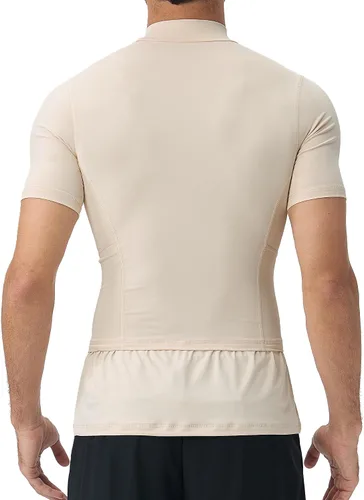 Vista 3 de Camiseta de compresión de cuello alto para hombre, camiseta Beige