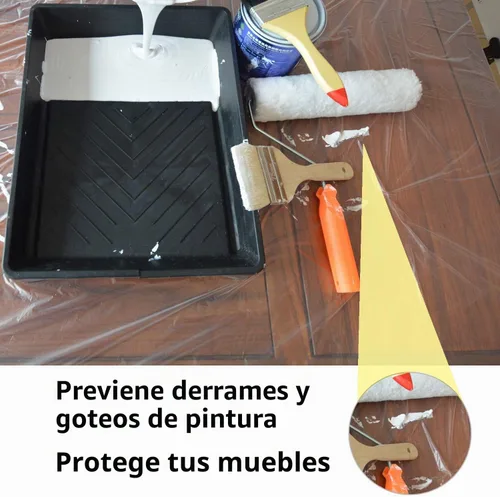 Vista 6 de 10 piezas de lonas de plástico para pintores, cubierta impermeable y antipolvo, lona desechable de 9 x 12 pies para pintar para sofá/cubierta