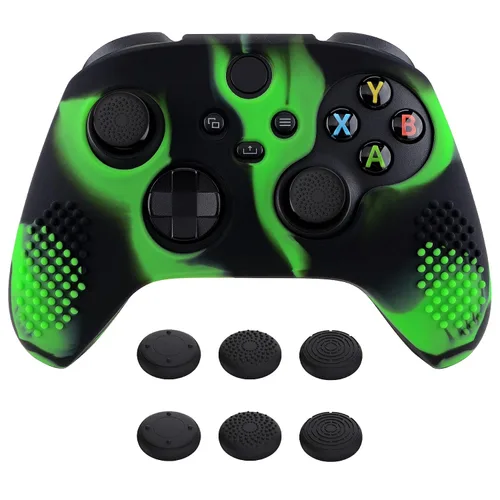 Vista 10 de eXtremeRate PlayVital Aqua Green 3D Studded Edition Anti-slip Silicone Cover Skin for Xbox Series X/S Controller, Soft Rubber Case Protector for