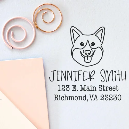 Vista 50 de Sello de dirección personalizado Basset Hound – Sello personalizable con nombre y dirección para sobres, ideal para amantes de los perros
