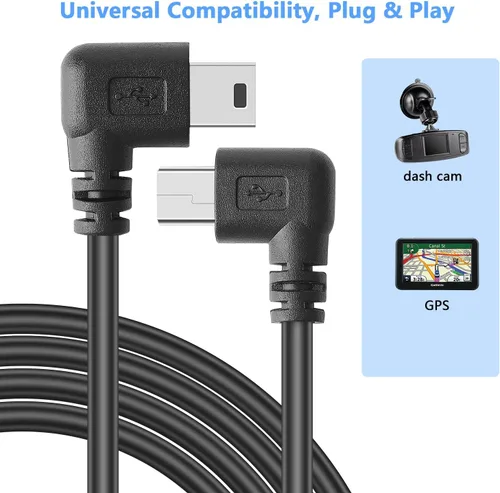 Vista 4 de Mini cable de alimentación USB de 90 grados en ángulo izquierdo (sin transferencia de datos) - USB 2.0 A-macho a Mini-B cable de alimentación