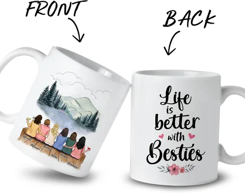 Vista 2 de Gossby Taza de café personalizada para mejor amiga, regalo personalizado para mejor amiga con diseño, nombre, Navidad, cumpleaños, regalo de amistad
