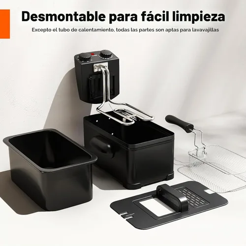 Vista 5 de DORTALA - Freidora eléctrica de 3 litros con canasta, 1700 W