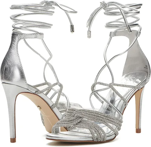 Vista 7 de Vince Camuto Aimery - Sandalias de vestir con tacón envolvente para mujer, Transparente plateado