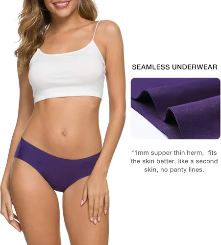 Vista 3 de Altheanray - Ropa interior sin costuras para mujer, ropa interior de bikini suave y elástica, paquete múltiple