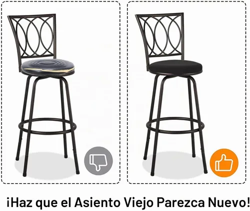 Vista 4 de Deisy Dee 4 fundas de asiento redondas para taburetes de bar, fundas elásticas para sillas redondas de 13 a 16 pulgadas (negro)
