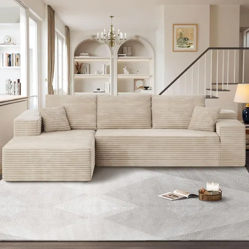 Vista 24 de Sofás seccionales Cloud de 96 pulgadas para sala de estar, sofá sin hueso en forma de L con cómoda silla, sofá modular con asiento profundo,