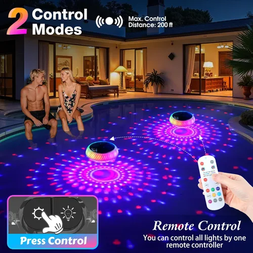 Vista 6 de Goallim Luces Solares Flotantes para Piscina, 7.6 Pulgadas RGB Superior e Inferior que Cambian de Color, Luces Solares para Piscina que Flotan