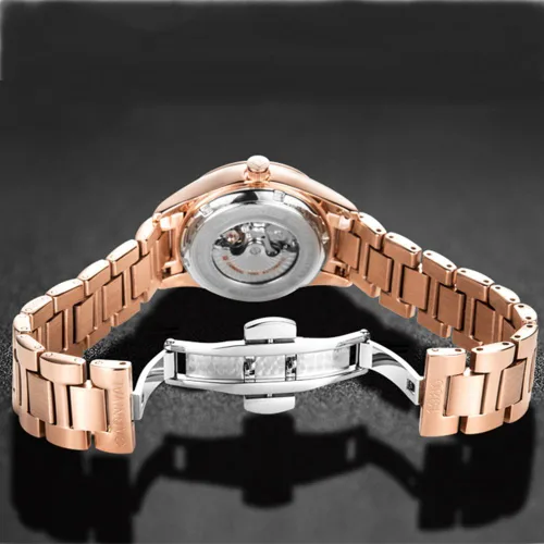 Vista 8 de TEINTOP Carnival Reloj mecánico automático para mujer con correa de acero inoxidable