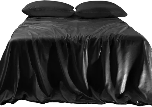 Vista 18 de Elegant Comfort Lujoso juego de sábanas de satén sedoso de 4 piezas, agradable para la piel y el cabello, resistente a las arrugas, la decoloración