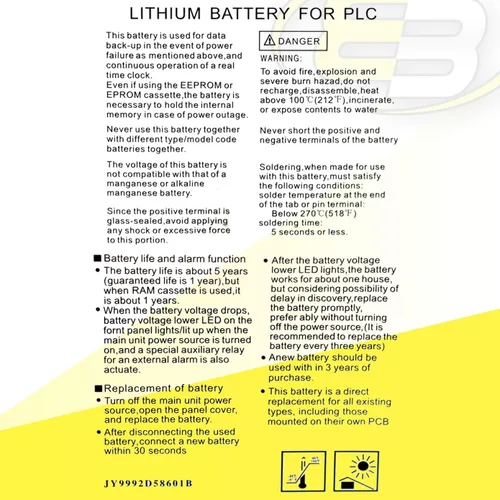 Vista 8 de Sustituye la batería del PLC para Allen Bradley 1756-BA2 BR2/3A-AB 3.0V 1200mah