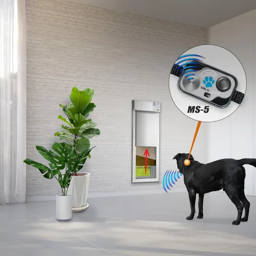 Vista 9 de Puerta electrónica para mascotas High Tech Pet , L, Blanco Montaje en puerta