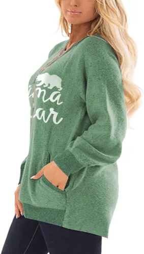 Vista 2 de DOLNINE - Sudaderas de manga larga y con bolsillos para mujer, con bloque de color, tallas extragrandes