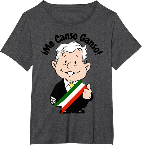 Vista 28 de AMLO Amlito Me Canso Ganso - Camiseta con diseño de dibujos animados mexicanos Gris Oscuro