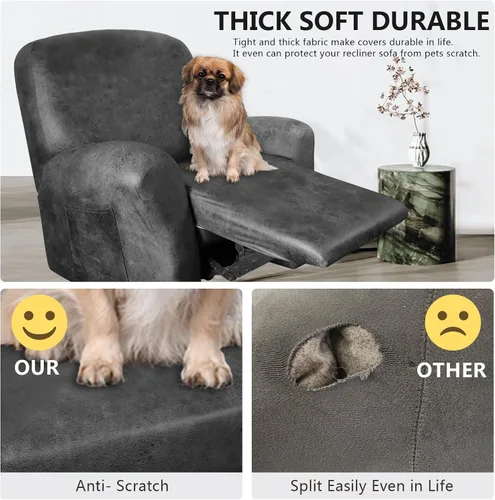 Vista 2 de Fundas de cuero resistentes para sillas reclinables, 4 piezas, funda de cuero para silla reclinable, fundas de cuero para reclinables, lavables