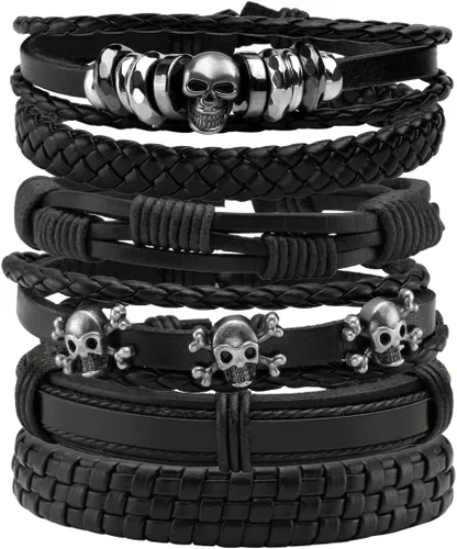 Vista 15 de Pulsera de cuero trenzada ajustable para hombres y mujeres