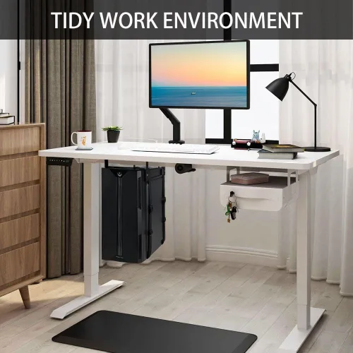 Vista 6 de Soporte de PC para debajo del escritorio con esponja antiarañazos, soporte ajustable para CPU para torre de computadora (negro, fijo)