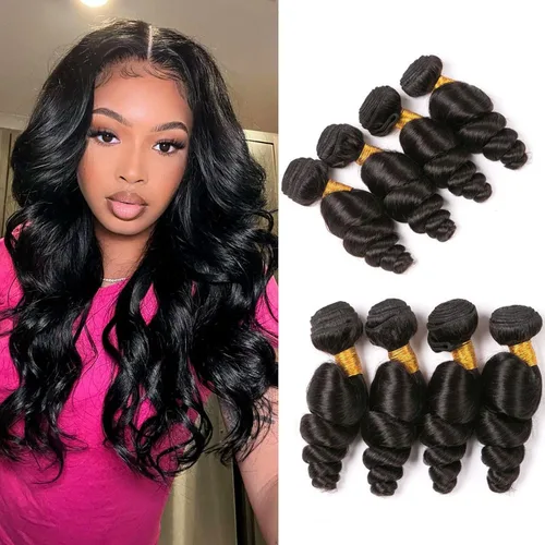 Vista 8 de Extensiones de cabello humano corto ondulado suelto, 1 Bunldes, 100% sin procesar, cabello virgen brasileño de 8 pulgadas, extensiones de cabello