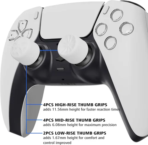 Vista 3 de PlayVital Tapas ergonómicas para joystick analógico blanco para Xbox Series XS, Xbox One, Xbox One XS, para PS5 para PS4, Switch Pro Controller