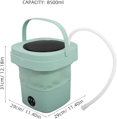 Vista 2 de NUOBESTY Mini lavadora plegable portátil con cesta de drenaje y múltiples modos de ahorro de espacio, diseño plegable para viajes, dormitorio