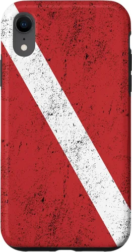 Vista 24 de Bandera de buceo para iPhone 16 para buceadores con funda de efecto envejecido
