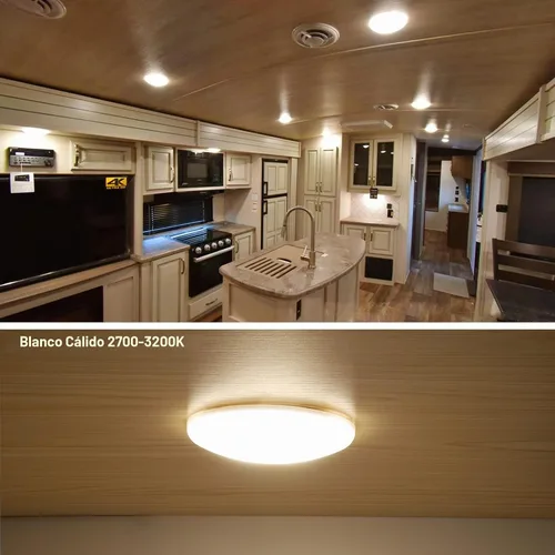 Vista 2 de RVZONE Paquete de 2 Luces LED de Techo Tipo Disco para Autocaravana, Luz Interior para Autocaravana y Barco de 12V CC, Luz de Cúpula de Techo