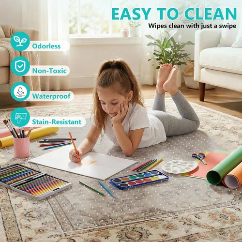 Vista 5 de Tapete para silla de oficina para alfombra de pelo bajo con labio, 36 x 48 pulgadas, protector de piso de plástico transparente resistente