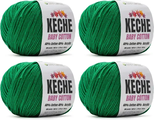 Vista 33 de Keche Hilo de Algodón, 60% Algodón 40% Hilo Acrílico, Hilo de Algodón Suave para Crochet y Tejer, Hilo Amigurumi 1 Madeja/Bola 1.76 Oz (50g) / 180