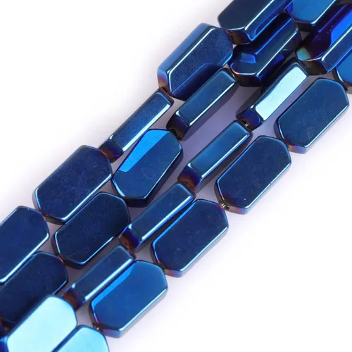 Vista 14 de Cuentas de hematita para hacer joyas, piedras preciosas semipreciosas de 0.394 x 0.551 in, color azul con revestimiento metálico, 15 pulgadas JOE