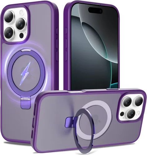 Vista 13 de Funda con soporte ultra magnético para iPhone 15 Pro [protección militar contra caídas] [compatible con MagSafe] a prueba de golpes, translúcida