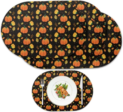 Vista 37 de Corn Green Placemats Set of 2 12 x 18 Inch Leather Table Mats Seasonal Table Placemats Protector PU Desk Mat Heat Resistant Washable Easy Clean for