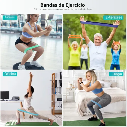 Vista 3 de Resistance Bands for Working Out, 5-Pack Elastic Loop Exercise Bands for Strength Training Stretching, Home Gym Equipment for Pilates Yoga Physical