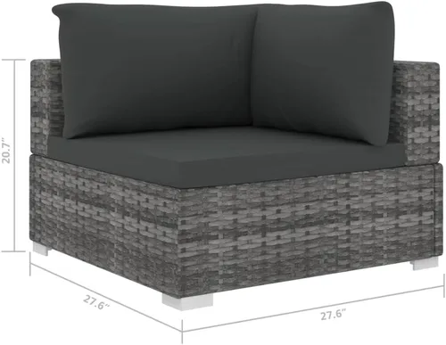 Vista 8 de 5 Piece Patio Lounge Set with Cushions Poly Rattan Gray, Sectional Furniture,Outdoor Patio Furniture Set, Garden Sofa Sectional Furniture Set for