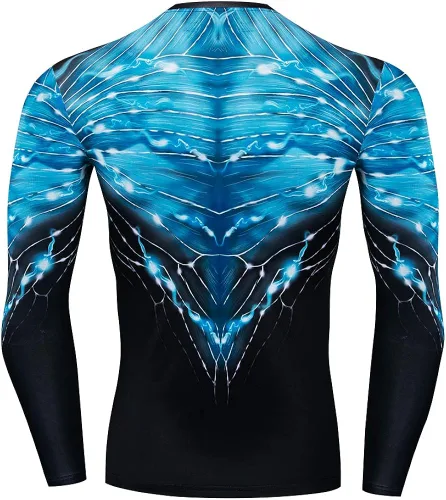 Vista 3 de GYM GALA Green Shirt Long Sleeve Running Sports Fitness T-Shirt HD 3D Print Compression Shirt