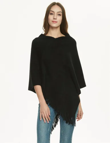 Vista 4 de Ferand Suéter tipo poncho ligero para mujer, chal versátil, regalos navideños para mujeres 2024 Negro