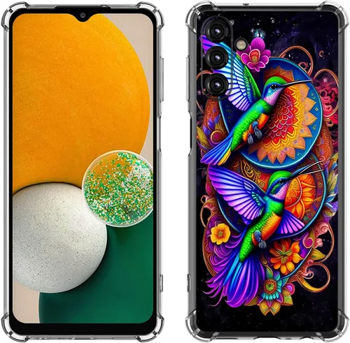 Vista 25 de Samsung Galaxy A14 5G - Funda para teléfono celular, diseño de flores de mariposa azul, a prueba de golpes, TPU con bordes elevados, compatible
