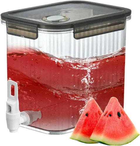 Vista 8 de Dispensador de bebidas de 2.5 litros con espita, dispensador de bebidas de 0.66 galones, contenedor de bebidas frías para jugo helado de leche