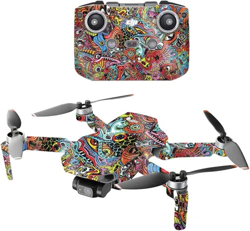 Vista 6 de MightySkins Glitter brillante compatible con DJI Mini 2 Dron portátil - Negro abstracto Acabado de purpurina protector, duradero de alto brillo