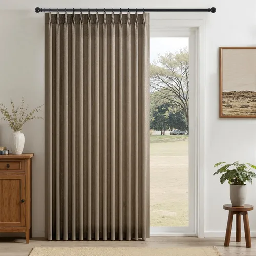 Vista 26 de 2 paneles de cortinas plisadas de lino beige de 84 pulgadas de largo, para dormitorio y sala de estar, cortina plisada con ganchos y pestaña trasera