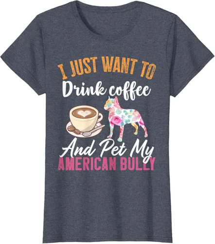 Vista 11 de I Just Want to Drink Coffee and Pet My American Bully Camiseta, Negro, S