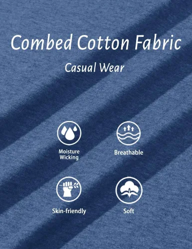 Vista 6 de TACVASEN Men's Cotton Casual Long Sleeve Shirt with Chest Pocket Classic Crew Neck Tees