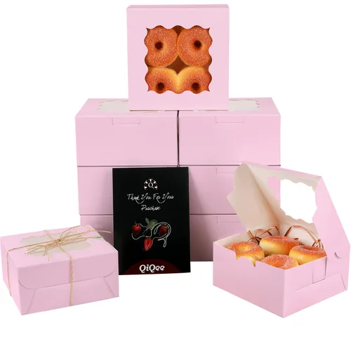 Vista 12 de qiqee Cajas de galletas negras con ventana, 36 paquetes de 6 x 6 x 3, caja de pastelería negra para recuerdos de boda, cumpleaños y fiesta