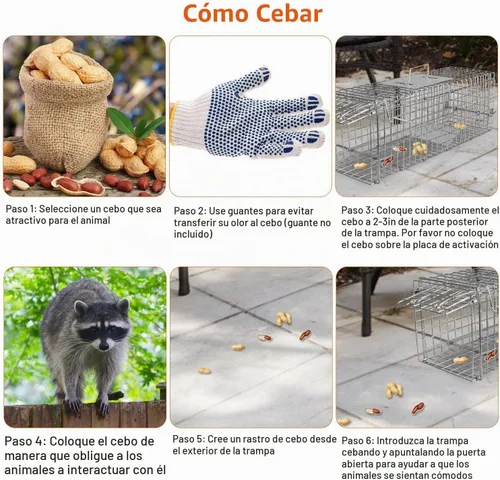 Vista 6 de Trampa de jaula animal vivo de 23,3", alambre galvanizado plegable