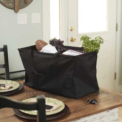 Vista 2 de Household Essentials 2212-1 Krush - Bolsa multiusos de lona reutilizable para compras de comestibles y lavandería, color negro
