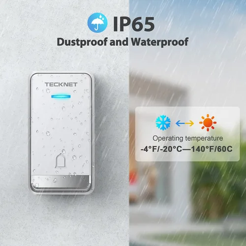 Vista 11 de TECKNET Timbre inalámbrico, timbre de puerta enchufable, timbre impermeable IP66, timbre de puerta inalámbrico de 1300 pies, timbre de puerta