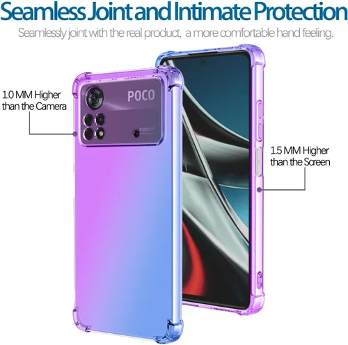 Vista 2 de Funda para Poco M4 Pro 4G, MZB0B5VIN Case, Crystal Clear Case Gradient Slim Anti Scratch TPU a prueba de golpes Funda protectora para XiaomiPoco M4